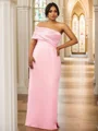 Sheath/Column Satin Ruched One-Shoulder Sleeveless Floor-Length Bridesmaid Dresses