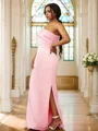 Sheath/Column Satin Ruched One-Shoulder Sleeveless Floor-Length Bridesmaid Dresses