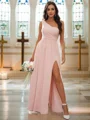 A-Line/Princess Jersey Ruffles One-Shoulder Sleeveless Floor-Length Bridesmaid Dresses