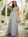 A-Line/Princess Chiffon Ruffles V-neck Sleeveless Floor-Length Bridesmaid Dresses
