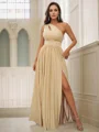 A-Line/Princess Jersey Ruffles One-Shoulder Sleeveless Floor-Length Bridesmaid Dresses