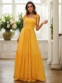 A-Line/Princess Chiffon Ruffles Straps Sleeveless Floor-Length Bridesmaid Dresses