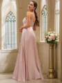 A-Line/Princess Silk like Satin Ruffles V-neck Sleeveless Floor-Length Bridesmaid Dresses