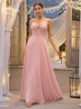 A-Line/Princess Chiffon Lace V-neck Sleeveless Floor-Length Bridesmaid Dresses