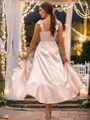 A-Line/Princess Silk like Satin Ruffles Straps Sleeveless Ankle-Length Bridesmaid Dresses