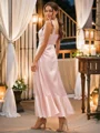 A-Line/Princess Silk like Satin Ruffles Straps Sleeveless Ankle-Length Bridesmaid Dresses