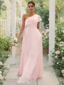 A-Line/Princess Chiffon Ruffles One-Shoulder Sleeveless Floor-Length Bridesmaid Dresses