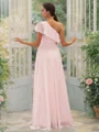 A-Line/Princess Chiffon Ruffles One-Shoulder Sleeveless Floor-Length Bridesmaid Dresses