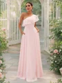 A-Line/Princess Chiffon Ruffles One-Shoulder Sleeveless Floor-Length Bridesmaid Dresses