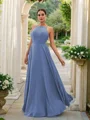 A-Line/Princess Chiffon Ruffles Halter Sleeveless Floor-Length Bridesmaid Dresses
