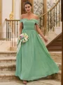 A-Line/Princess Chiffon Ruffles Off-the-Shoulder Sleeveless Floor-Length Bridesmaid Dresses