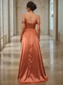 A-Line/Princess Silk like Satin Ruched Sweetheart Sleeveless Sweep Train Bridesmaid Dresses