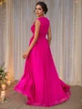 A-Line/Princess Chiffon Ruffles V-neck Sleeveless Floor-Length Bridesmaid Dresses