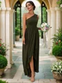 A-Line/Princess Chiffon Ruffles One-Shoulder Sleeveless Asymmetrical Bridesmaid Dresses