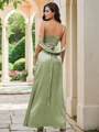 A-Line/Princess Silk like Satin Ruched V-neck Sleeveless Floor-Length Bridesmaid Dresses