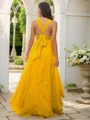 A-Line/Princess Chiffon Ruffles V-neck Sleeveless Floor-Length Bridesmaid Dresses
