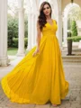A-Line/Princess Chiffon Ruffles V-neck Sleeveless Floor-Length Bridesmaid Dresses