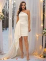 Sheath/Column Charmeuse Ruffles One-Shoulder Sleeveless Short/Mini Bridesmaid Dresses