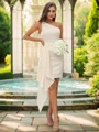 Sheath/Column Charmeuse Ruffles One-Shoulder Sleeveless Short/Mini Bridesmaid Dresses