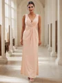 Sheath/Column Jersey Ruched V-neck Sleeveless Floor-Length Bridesmaid Dresses