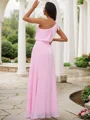 A-Line/Princess Chiffon Bowknot One-Shoulder Sleeveless Floor-Length Bridesmaid Dresses