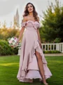 A-Line/Princess Chiffon Ruffles Off-The-Shoulder Sleeveless Asymmetrical Bridesmaid Dresses