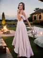 A-Line/Princess Chiffon Ruffles Off-The-Shoulder Sleeveless Asymmetrical Bridesmaid Dresses