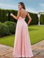 A-Line/Princess Jersey Ruched Halter Sleeveless Floor-Length Bridesmaid Dresses
