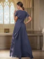 A-Line/Princess Chiffon Ruffles V-neck Short Sleeves Floor-Length Bridesmaid Dresses