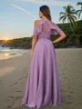 A-Line/Princess Chiffon Ruffles Off-the-Shoulder Sleeveless Floor-Length Bridesmaid Dresses