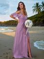 A-Line/Princess Chiffon Ruffles Off-the-Shoulder Sleeveless Floor-Length Bridesmaid Dresses