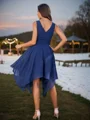 A-Line/Princess Chiffon Ruffles V-neck Sleeveless Knee-Length Bridesmaid Dresses