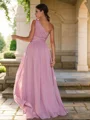 A-Line/Princess Chiffon Ruched One-Shoulder Sleeveless Sweep Train Bridesmaid Dresses