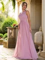 A-Line/Princess Chiffon Ruched One-Shoulder Sleeveless Sweep Train Bridesmaid Dresses