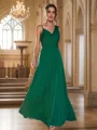 A-Line/Princess Jersey Ruched Straps Sleeveless Floor-Length Bridesmaid Dresses