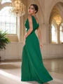 A-Line/Princess Jersey Ruched Straps Sleeveless Floor-Length Bridesmaid Dresses