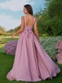 A-Line/Princess Chiffon Ruched V-neck Sleeveless Sweep Train Bridesmaid Dresses