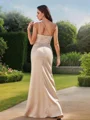 Sheath/Column Charmeuse Ruched One-Shoulder Sleeveless Floor-Length Bridesmaid Dresses