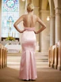 Sheath/Column Silk like Satin Ruched Spaghetti Straps Sleeveless Floor-Length Bridesmaid Dresses