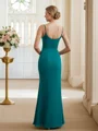 Sheath/Column Chiffon Ruched V-neck Sleeveless Floor-Length Bridesmaid Dresses