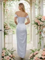 Sheath/Column Silk like Satin Ruched Off-the-Shoulder Sleeveless Ankle-Length Bridesmaid Dresses