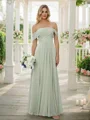 A-Line/Princess Chiffon Ruched Off-the-Shoulder Sleeveless Floor-Length Bridesmaid Dresses