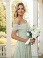 A-Line/Princess Chiffon Ruched Off-the-Shoulder Sleeveless Floor-Length Bridesmaid Dresses