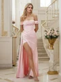 Sheath/Column Charmeuse Ruched Off-the-Shoulder Sleeveless Floor-Length Bridesmaid Dresses
