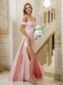 Sheath/Column Charmeuse Ruched Off-the-Shoulder Sleeveless Floor-Length Bridesmaid Dresses