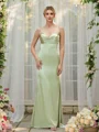 Sheath/Column Silk like Satin Ruched V-neck Sleeveless Floor-Length Bridesmaid Dresses