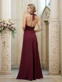 A-Line/Princess Stretch Crepe Ruched Halter Sleeveless Floor-Length Bridesmaid Dresses