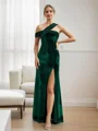 Sheath/Column Velvet Ruched Sleeveless Floor-Length Bridesmaid Dresses