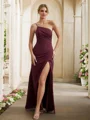 Sheath/Column Chiffon Ruched One-Shoulder Sleeveless Floor-Length Bridesmaid Dresses