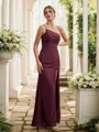 Sheath/Column Chiffon Ruched One-Shoulder Sleeveless Floor-Length Bridesmaid Dresses